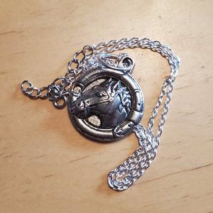 Silver Tone Horse Pendant Necklace Artisan 20" NWT